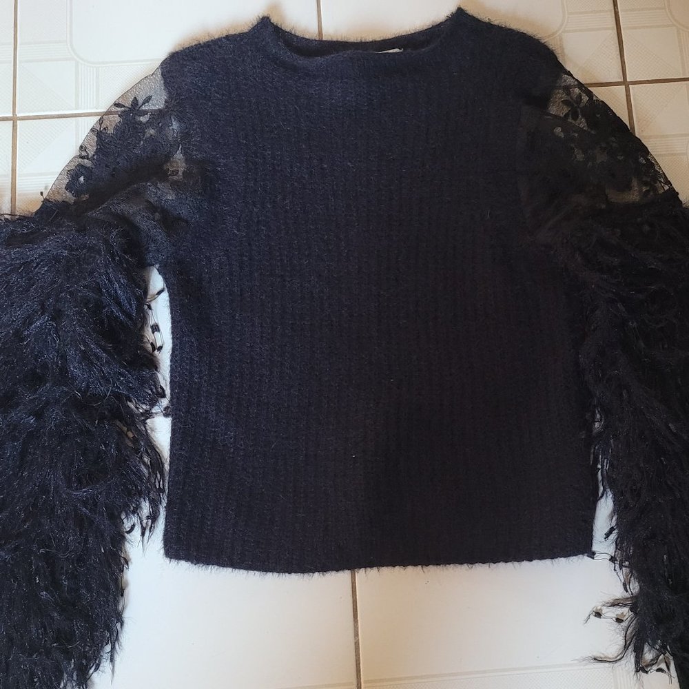 PAOLA POGGI BLACK ORNATE BLOUSE TOP SIZE 36